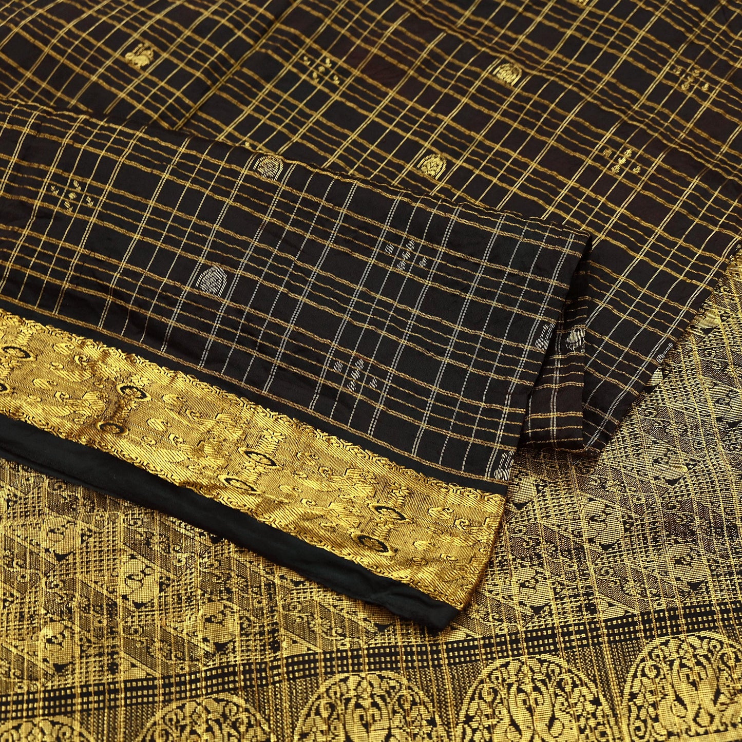 Indian Vintage Heavy Sarees Brown 100% Pure Silk Hand Woven Kanjivaram Sari Craft Fabric 5Yd Ethnic Zari Fringes Dress Making Quilting