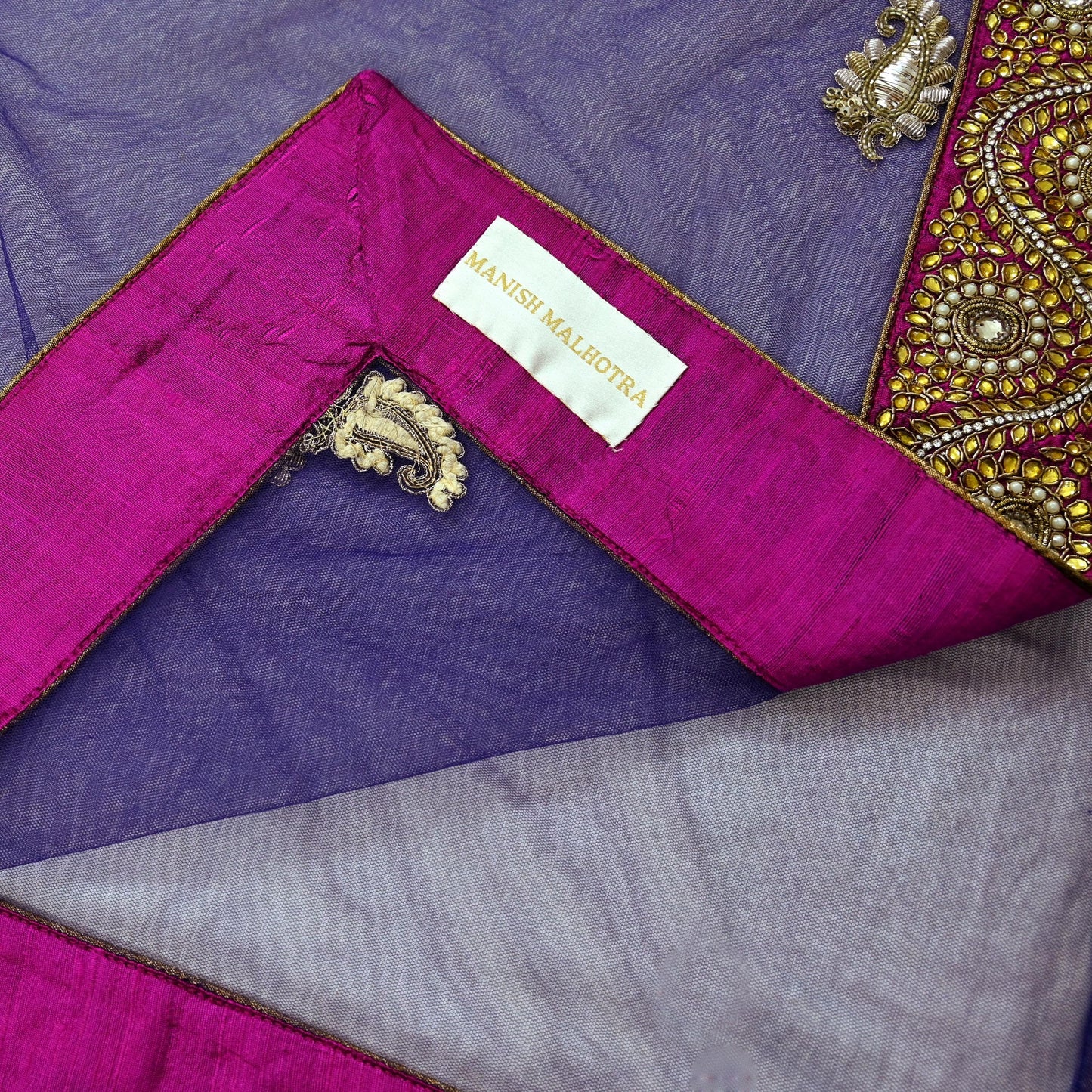 Indian New Heavy Sari Blue Net/Mesh Hand Embroidered Designer Manish Malhotra Lehenga Sarees 5Yd Ethnic Zardozi With Blouse Fabric