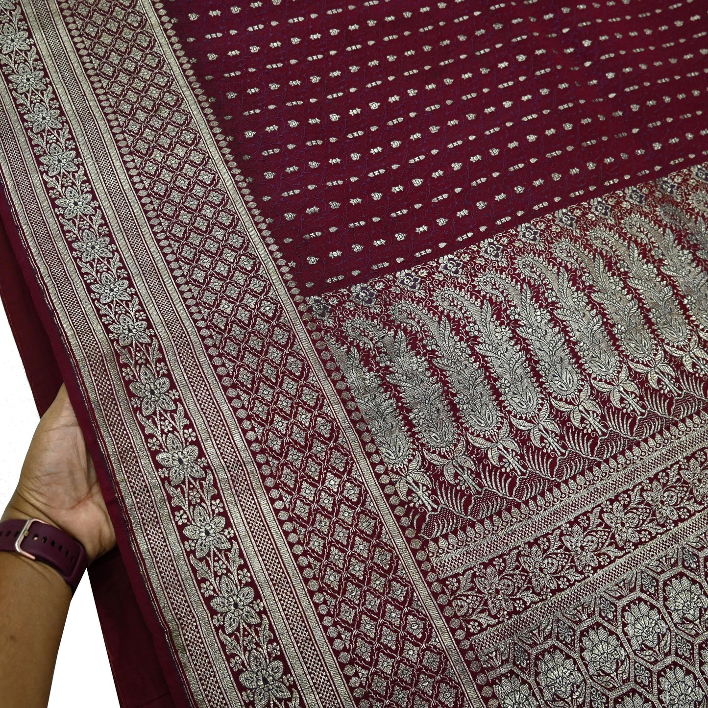 Vintage Banarasi Saree Pure Satin Silk Woven Brocade Zari Fabric Maroon Heavy Craft Sari 5 Yards Indian Antique Textile Dress Making