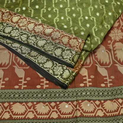 Indian Vintage Sari Pure Tussar Silk Hand Woven Sarees Craft Fabric 5Yd Sewing Ethnic Floral Dress Making Quilting For Crafting Upcycle