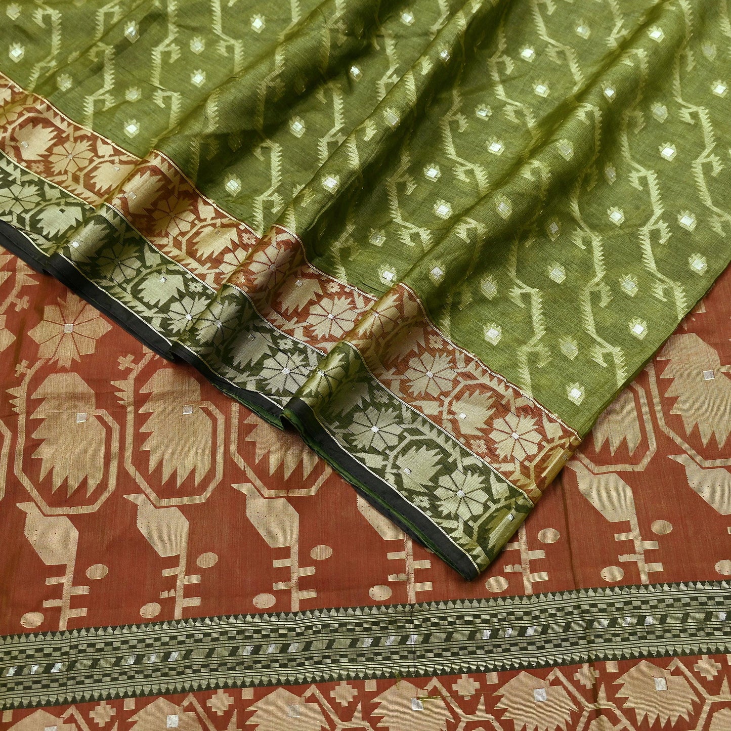 Indian Vintage Sari Pure Tussar Silk Hand Woven Sarees Craft Fabric 5Yd Sewing Ethnic Floral Dress Making Quilting For Crafting Upcycle