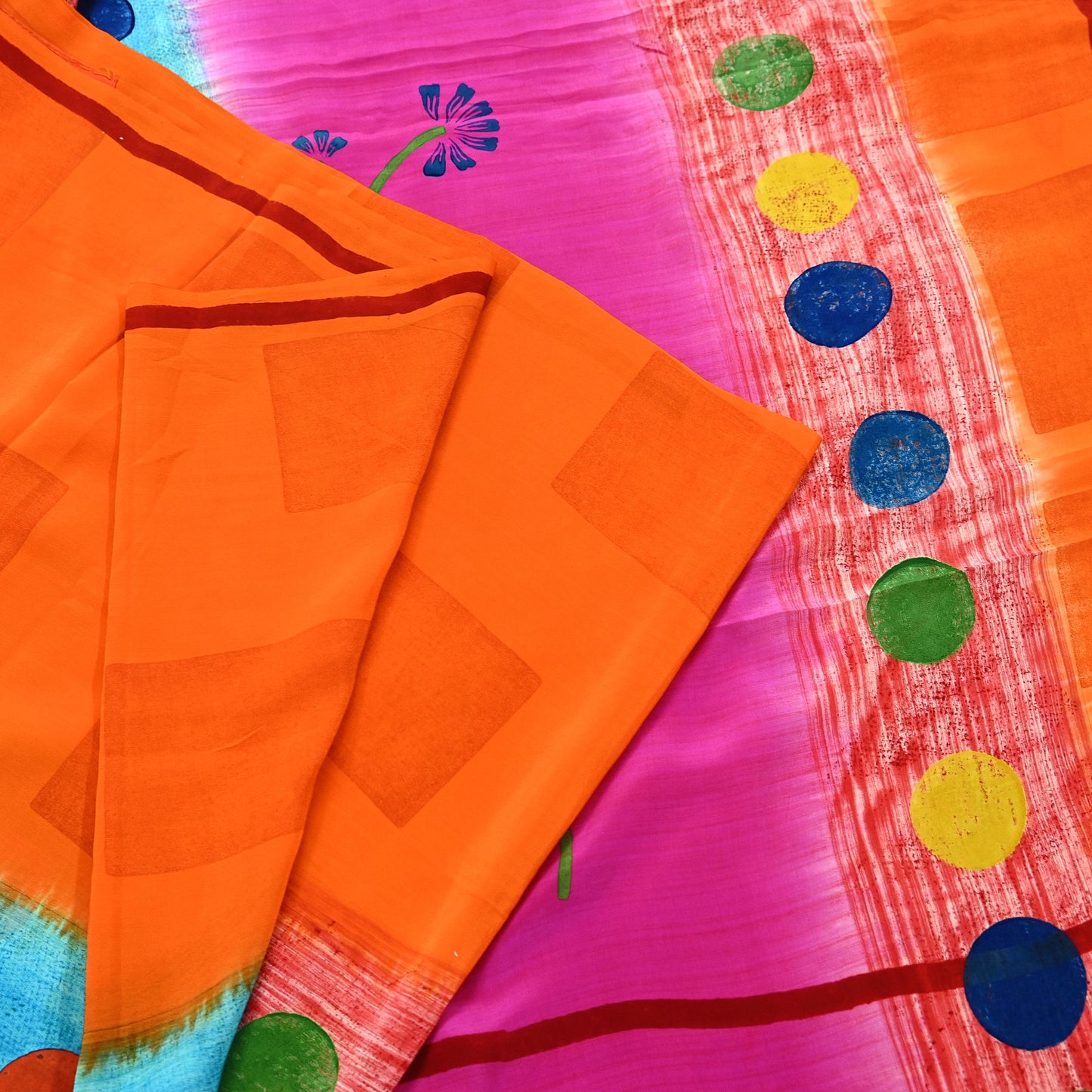 Indian Vintage Multi Pure Crepe Silk Saree | Abstract Print | 5 Yards | Soft Sewing Fabric for Dressmaking, Quilting, Crafting & Upcycling