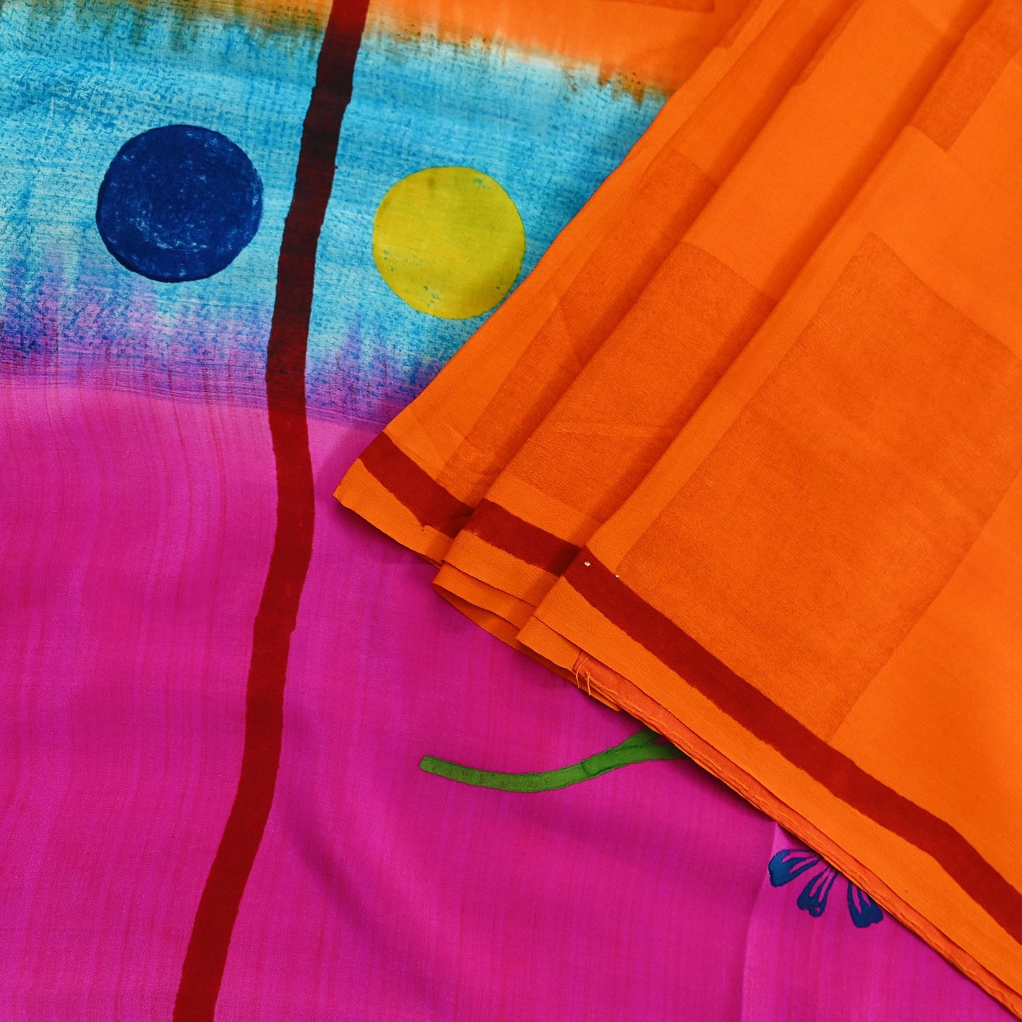 Indian Vintage Multi Pure Crepe Silk Saree | Abstract Print | 5 Yards | Soft Sewing Fabric for Dressmaking, Quilting, Crafting & Upcycling