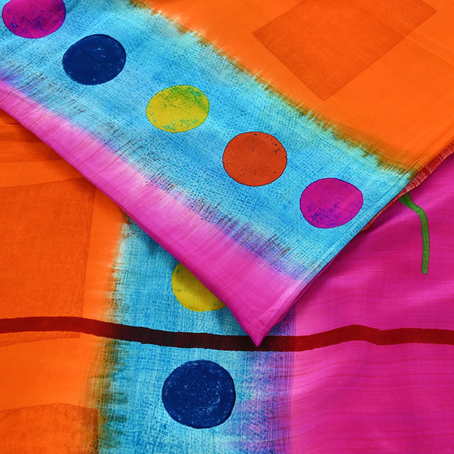 Indian Vintage Multi Pure Crepe Silk Saree | Abstract Print | 5 Yards | Soft Sewing Fabric for Dressmaking, Quilting, Crafting & Upcycling