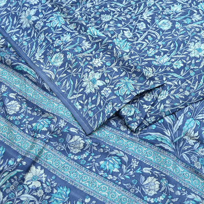 Indian Vintage Gray Pure Silk Printed Saree | 6 Yards | Soft Floral Fabric for Dressmaking, Quilting, Crafting, Sewing & Upcycling