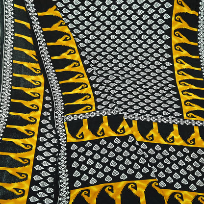 Indian Vintage White & Black Printed Pure Cotton Saree | 5 Yards | Soft Fabric for Sewing, Crafting, Quilting, Upcycling, Dressmaking, Boho