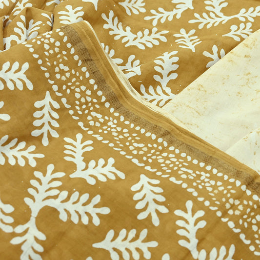 Indian Vintage Block Printed Pure Cotton Saree | 6 Yards | Soft Fabric for Sewing, Crafting, Quilting, Upcycling, Dressmaking & Boho Decor