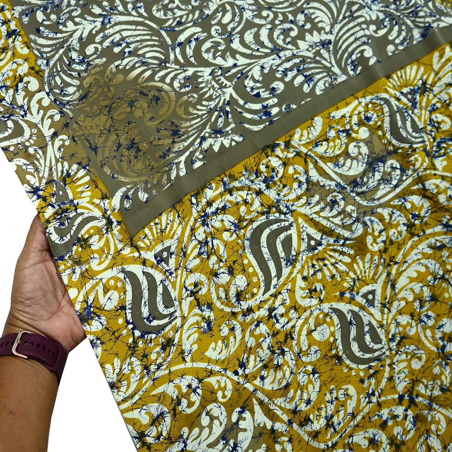 Indian Vintage Saree Yellow & Gray Moss Crepe Printed Sari | 5 Yards | Floral Soft Fabric for Sewing, Dressmaking, Crafting, Quilting
