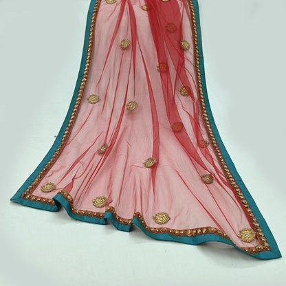 Indian Vintage Pure Georgette Silk Net/Mesh Hand Embroidered Lehenga 3pcs Set Bridal Party Wear With Blouse/Dupatta Bollywood Lehenga