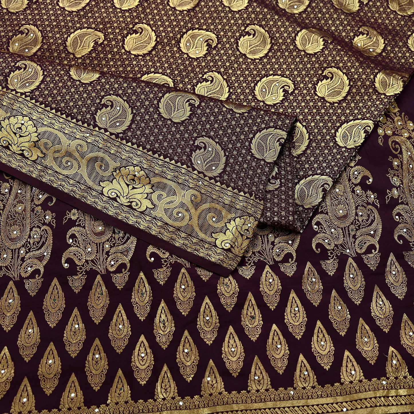 Indian Vintage Kanjivaram Saree | Heavy Hand Woven Pure Silk | Purple Bridal Fabric | 5 Yards Dress Making Bollywood Sarees