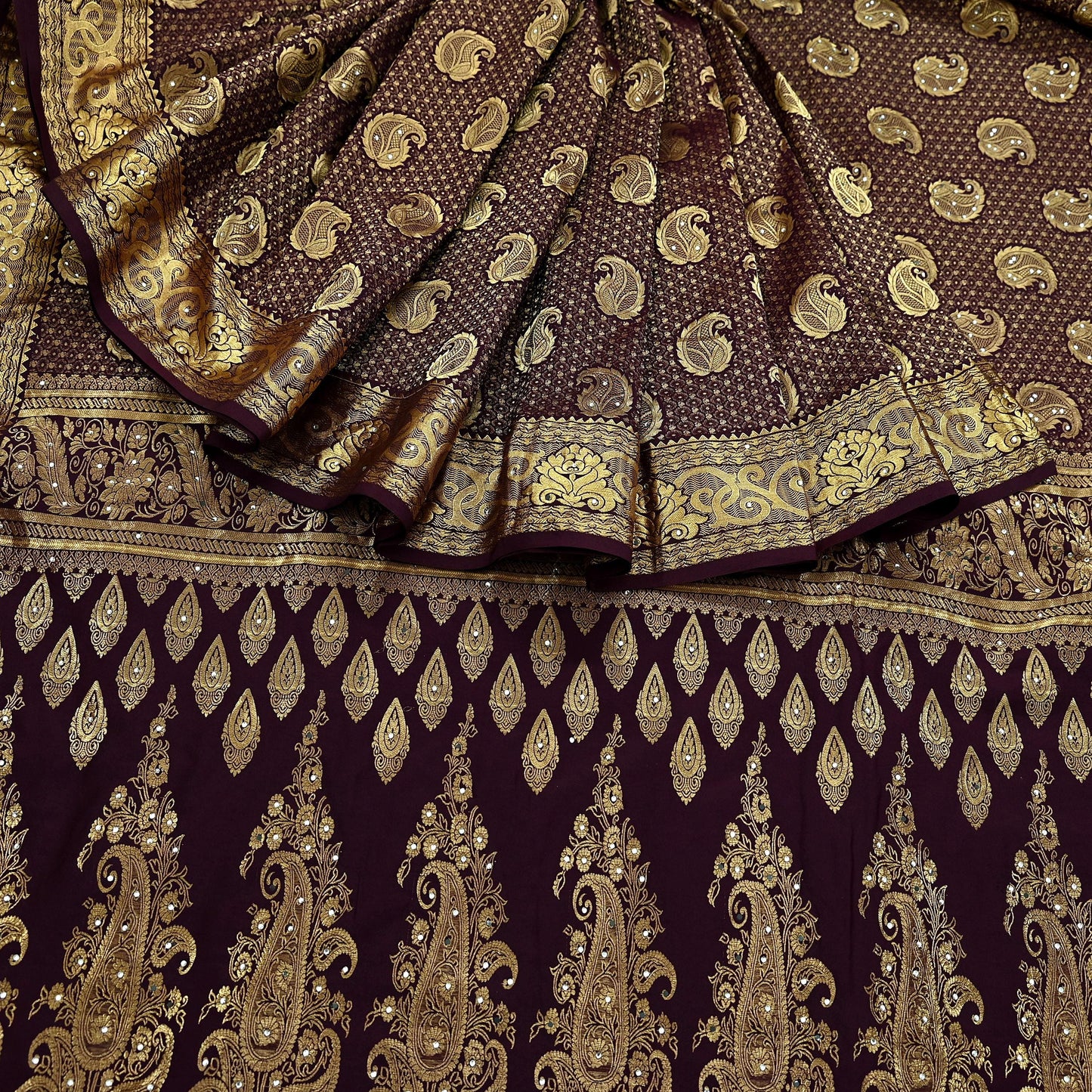 Indian Vintage Kanjivaram Saree | Heavy Hand Woven Pure Silk | Purple Bridal Fabric | 5 Yards Dress Making Bollywood Sarees