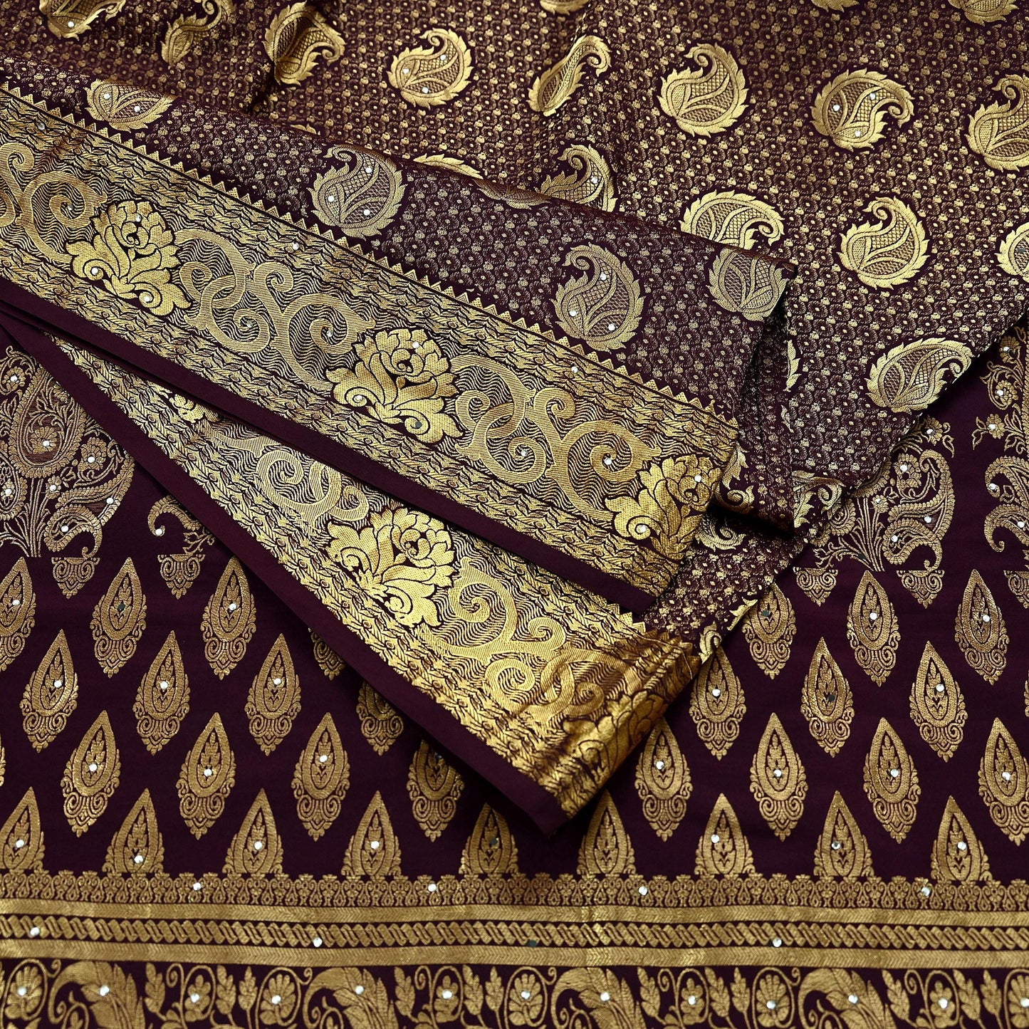 Indian Vintage Kanjivaram Saree | Heavy Hand Woven Pure Silk | Purple Bridal Fabric | 5 Yards Dress Making Bollywood Sarees