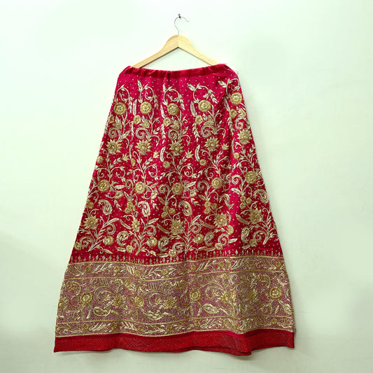 Indian Vintage Heavy Wedding Red Rajputana Phoshak skirt/Lehenga Pure Silk Hand Embroidered Bridal wear Ethnic Skirt Zardozi/ Dabka, Zari