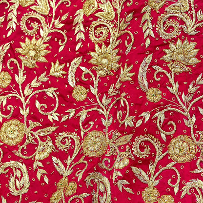 Indian Vintage Heavy Wedding Red Rajputana Phoshak skirt/Lehenga Pure Silk Hand Embroidered Bridal wear Ethnic Skirt Zardozi/ Dabka, Zari