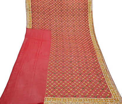 Indian Vintage Heavy Red Pure Georgette Silk Hand Embroidered Unstitched Lehenga 2Pcs Set Designer By Manish Malhotra