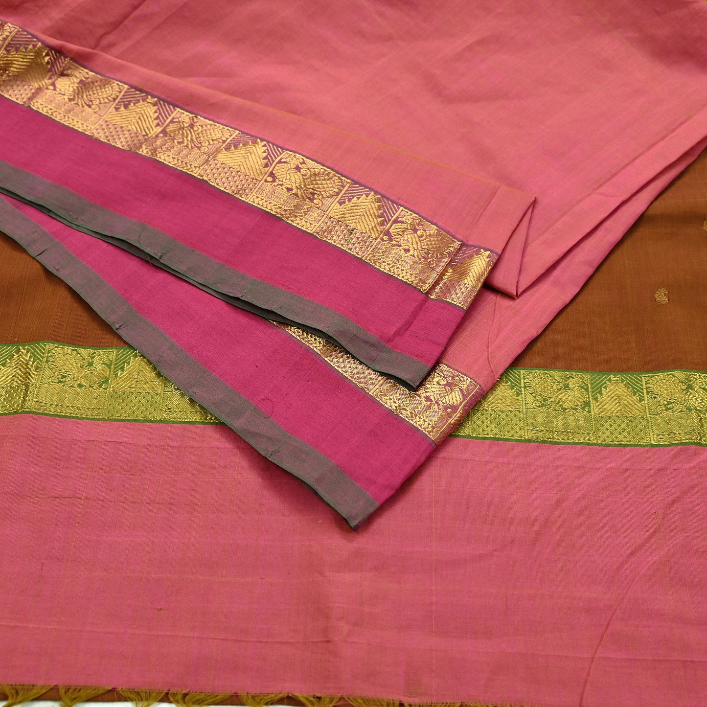 Vintage Sari Pink Pure Cotton Hand Woven Sarees Craft Fabric 5Yd Sewing Soft Crafting Dress making Upcycle Quilting Upcycle Zari Border