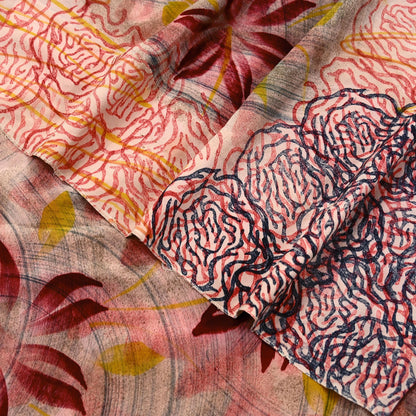 Indian Vintage Multi Pure Crepe Silk Saree | Floral Print | 5 Yards | Soft Sewing Fabric for Dressmaking, Quilting, Crafting & Upcycling