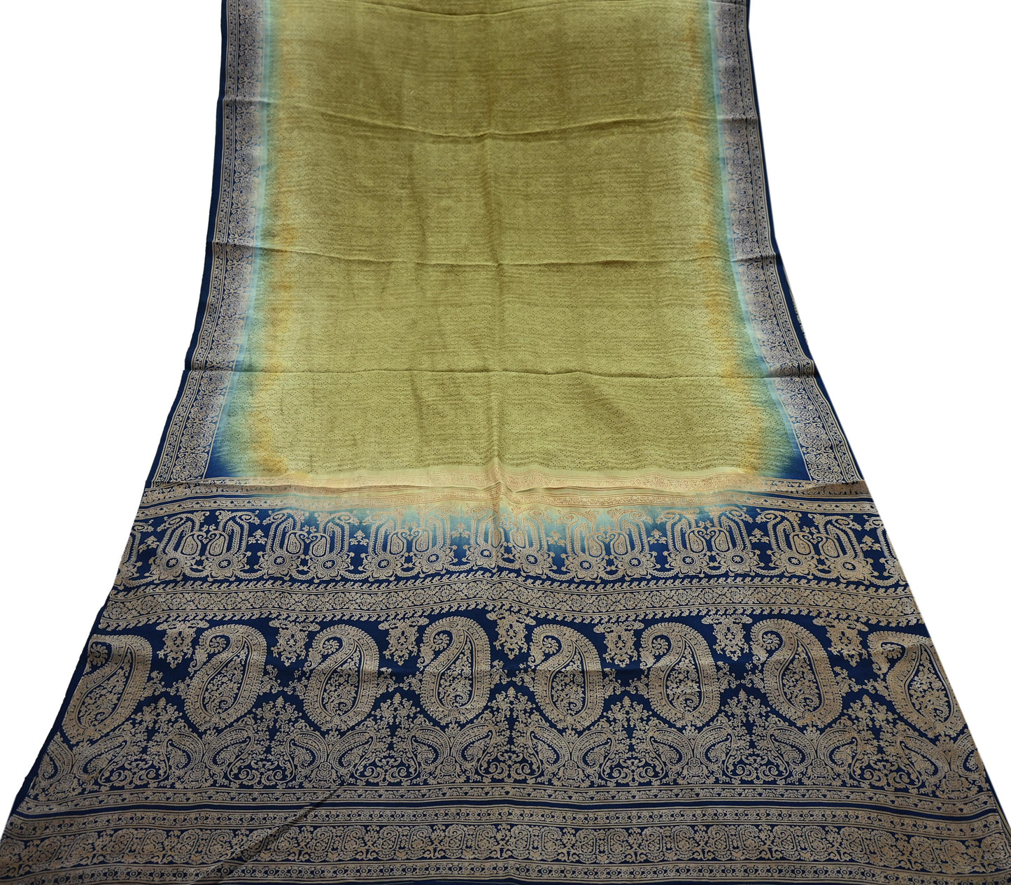 Indian Vintage Pure Crepe Silk Saree | Abstract Print | 5 Yards | Soft Sewing Fabric for Dressmaking, Quilting, Crafting & Upcycling