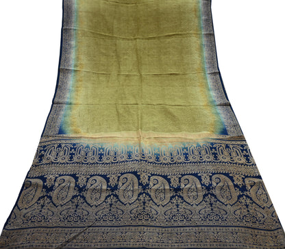 Indian Vintage Pure Crepe Silk Saree | Abstract Print | 5 Yards | Soft Sewing Fabric for Dressmaking, Quilting, Crafting & Upcycling