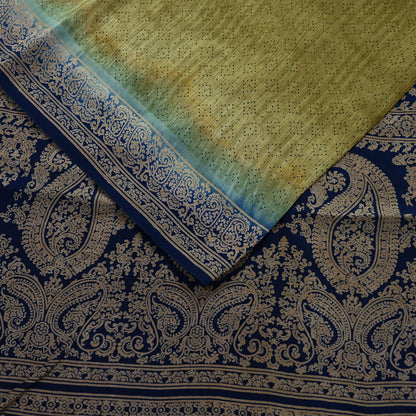 Indian Vintage Pure Crepe Silk Saree | Abstract Print | 5 Yards | Soft Sewing Fabric for Dressmaking, Quilting, Crafting & Upcycling