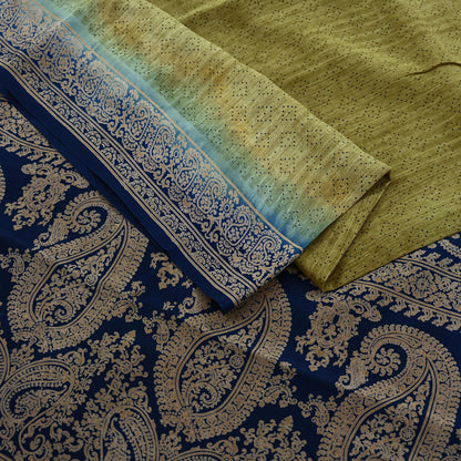 Indian Vintage Pure Crepe Silk Saree | Abstract Print | 5 Yards | Soft Sewing Fabric for Dressmaking, Quilting, Crafting & Upcycling