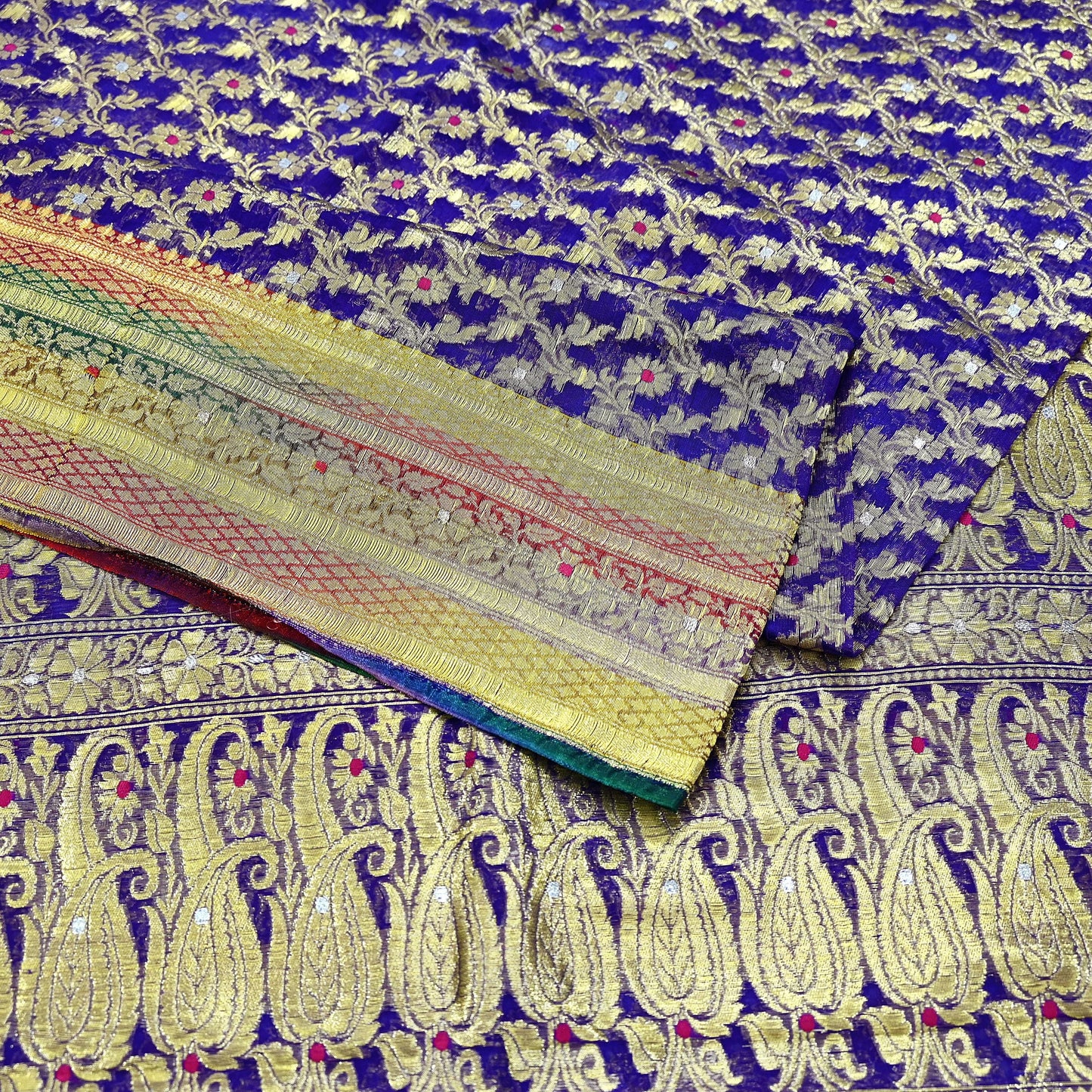 Indian Vintage Sari Heavy Purple Pure Organza Silk Woven Brocade Banarasi Sarees Zari 5Yd Ethnic Fabric Dress Making Wedding Sarees