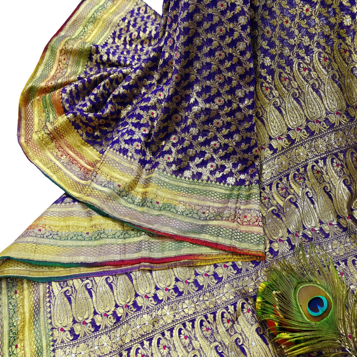 Indian Vintage Sari Heavy Purple Pure Organza Silk Woven Brocade Banarasi Sarees Zari 5Yd Ethnic Fabric Dress Making Wedding Sarees