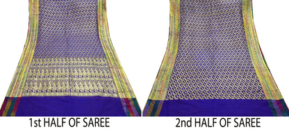 Indian Vintage Sari Heavy Purple Pure Organza Silk Woven Brocade Banarasi Sarees Zari 5Yd Ethnic Fabric Dress Making Wedding Sarees