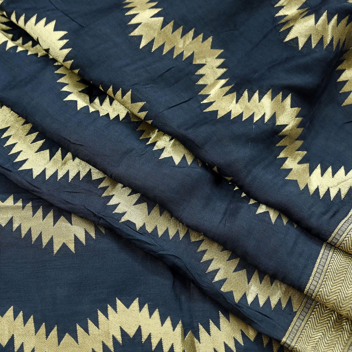 Indian Vintage Blue Dupatta Long Stole Blend silk Woven Brocade Scarves Veil Scarf Wrap Hippie Boho Soft Floral