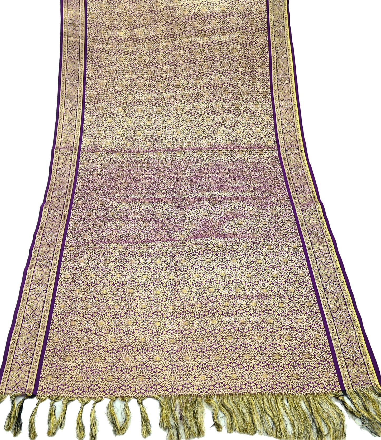 Indian Vintage Purple Dupatta Long Stole Artificial Silk Woven Brocade Scarves Veil Scarf Wrap Hippie Boho Soft Floral