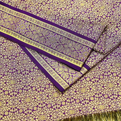 Indian Vintage Purple Dupatta Long Stole Artificial Silk Woven Brocade Scarves Veil Scarf Wrap Hippie Boho Soft Floral