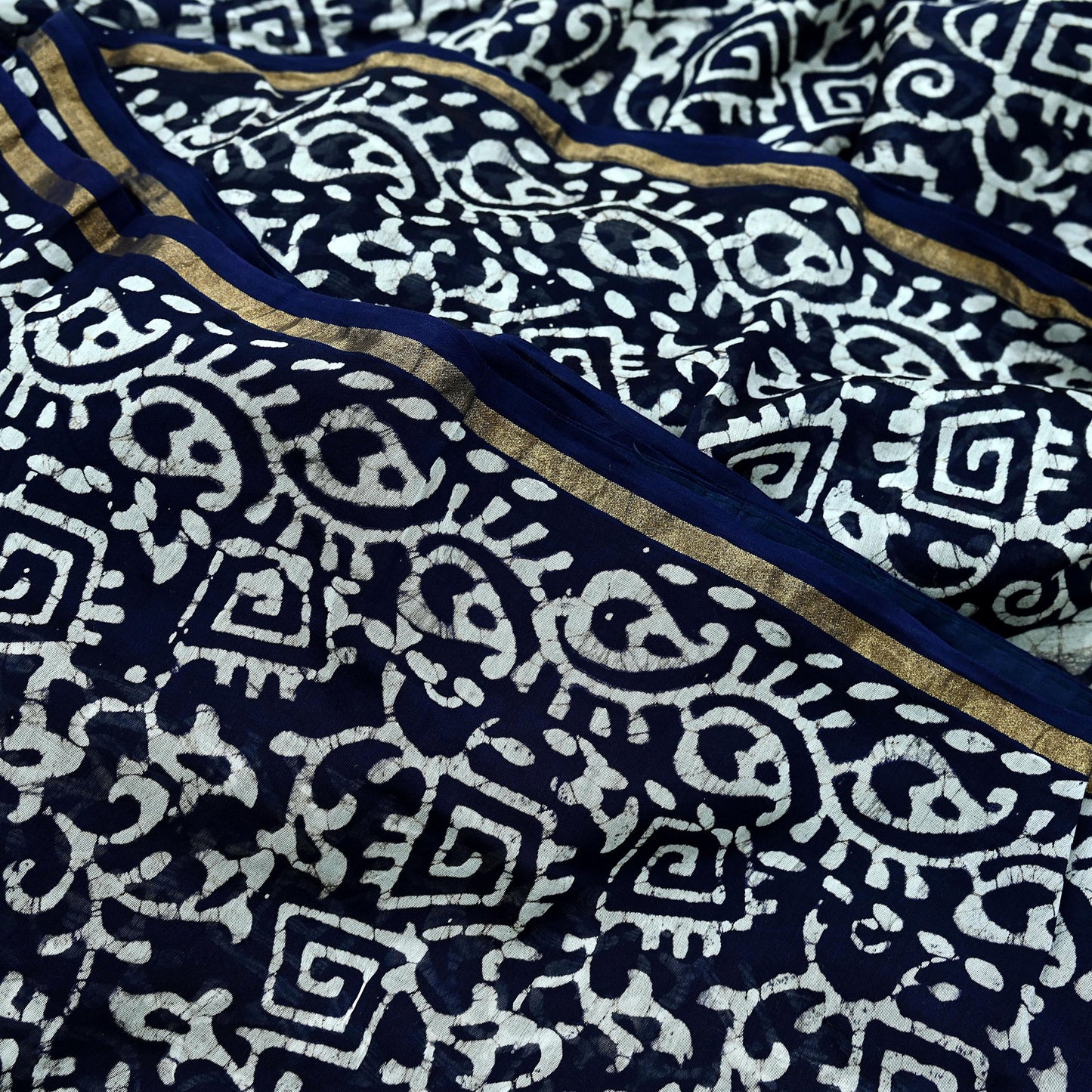 Indian Vintage Sari Blue & White Pure chanderi Silk Block Printed Sarees Craft Fabric 5Yd Floral Dress making bollywood silk sarees