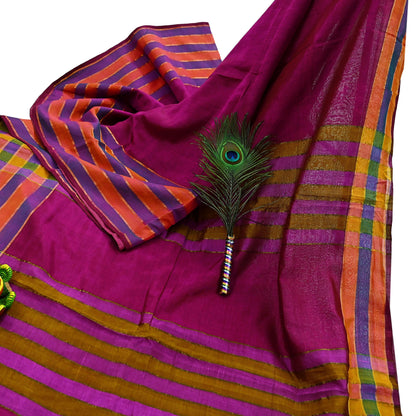 Indian Vintage Sari Purple Pure chanderi Silk Woven Sarees Craft Fabric 5Yd Soft Zari Border Bollywood Sarees Crafting Upcycle Dress making
