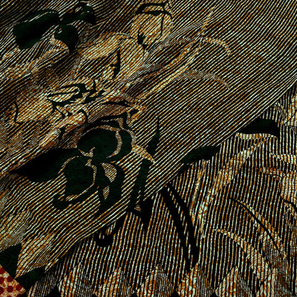 Indian Vintage Mustard Pure Crepe Silk Saree | Floral Print | 5 Yards | Soft Sewing Fabric for Dressmaking, Quilting, Crafting & Upcycling