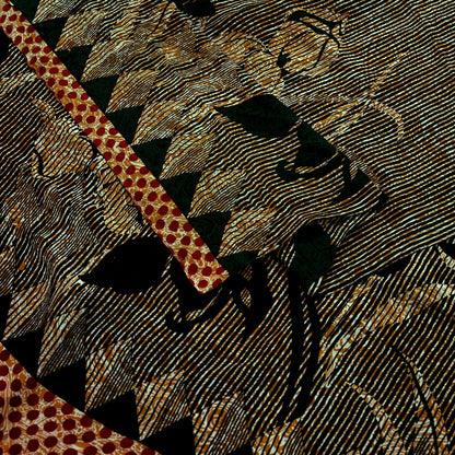 Indian Vintage Mustard Pure Crepe Silk Saree | Floral Print | 5 Yards | Soft Sewing Fabric for Dressmaking, Quilting, Crafting & Upcycling