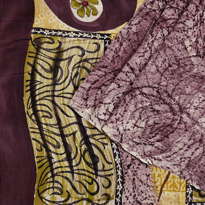 Indian Vintage Pure Crepe Silk Saree | Abstract Print | 6 Yards | Soft Sewing Fabric for Dressmaking, Quilting, Crafting & Upcycling