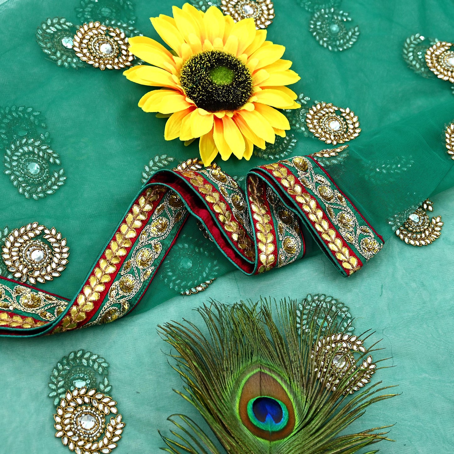 Indian Heavy Wedding Green & Maroon Pure Georgette Silk Hand Embroidered Fish Cut Lehenga 3pcs Set Designer By Anamika Khanna Party Wear