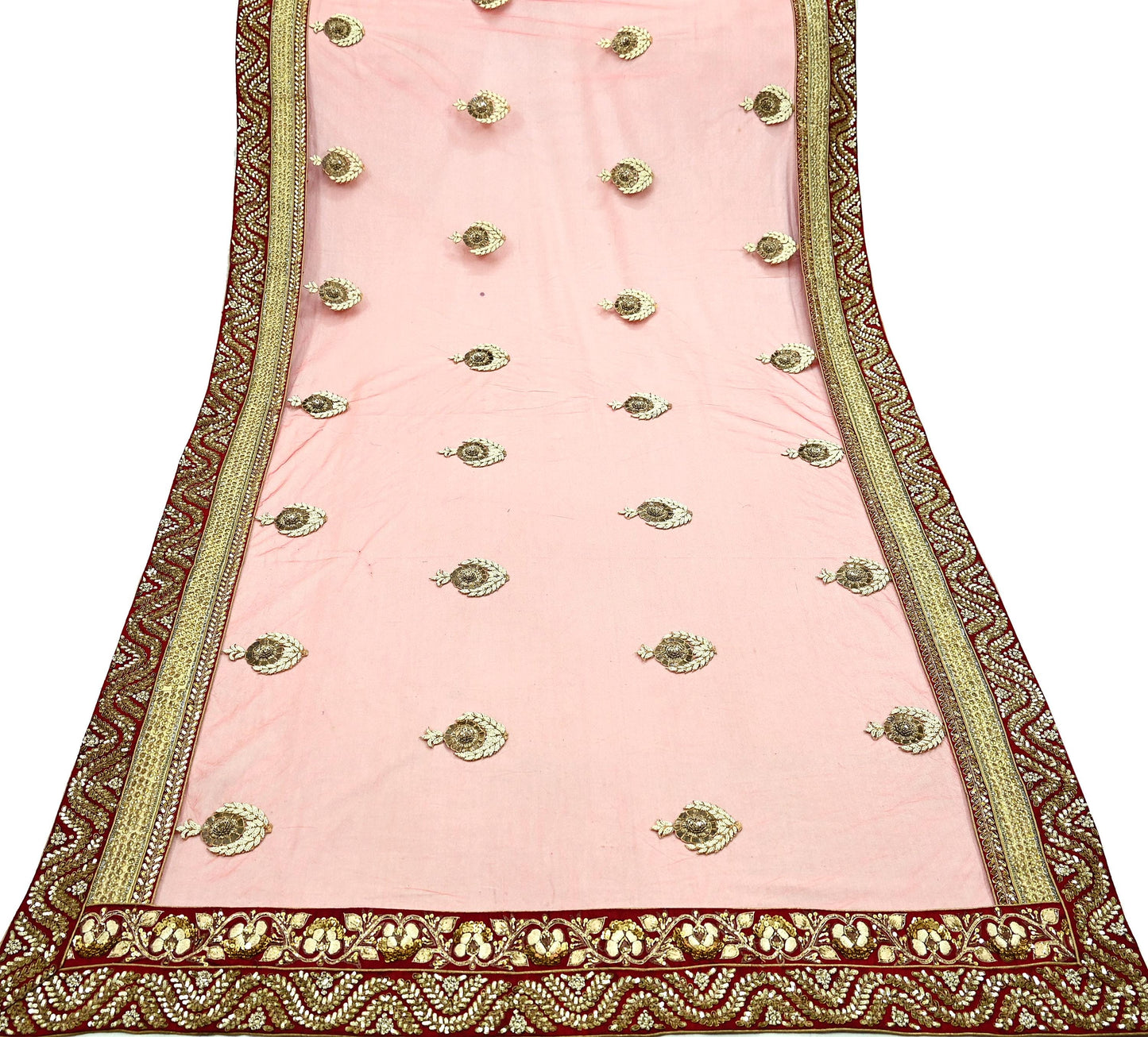 Indian New Heavy Multi Colored Pure Silk/Net Hand Embroidered Lehenga 3pcs Set By Designer Sabyasachi Bridal Wear With Blouse Fabric