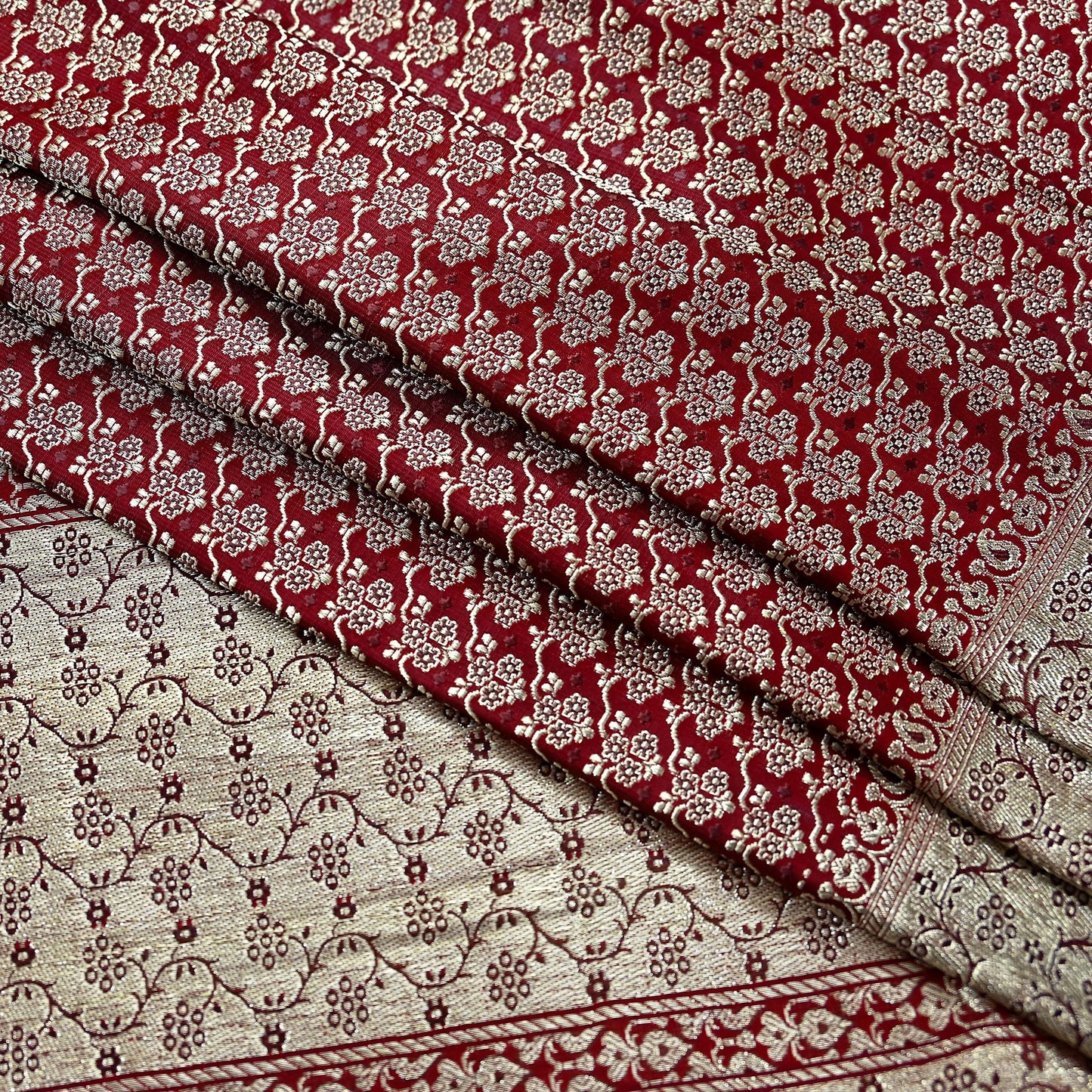 Vintage Banarasi Saree Pure Satin Silk Woven Brocade Zari Fabric Maroon Heavy Craft Sari 5 Yards Indian Antique Textile Dress Making