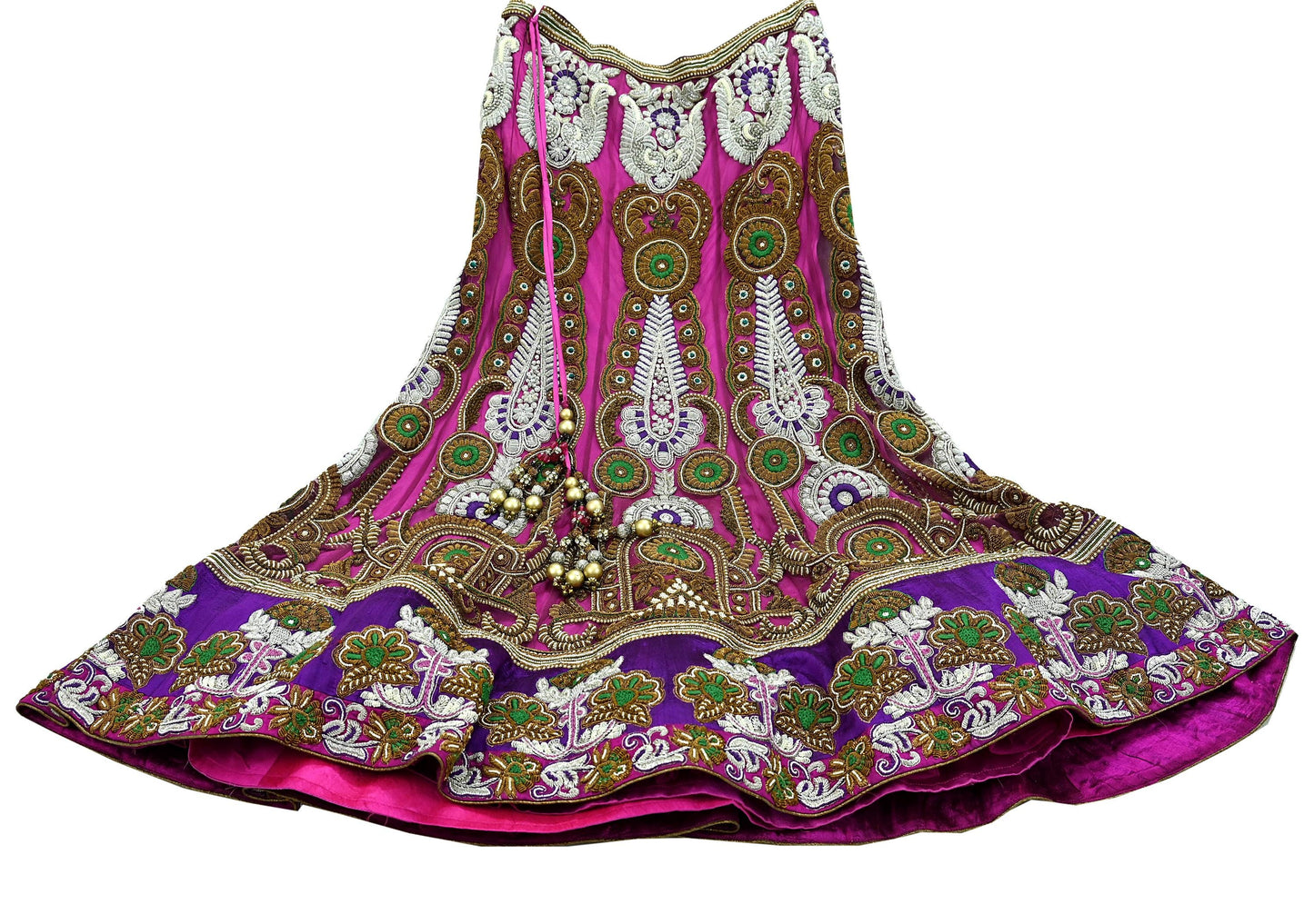 Indian Heavy Wedding Purple & Magenta Net/Mesh Hand Embroidered Fish Cut Lehenga 3pcs Set Designer By Manish Malhotra Party Wear