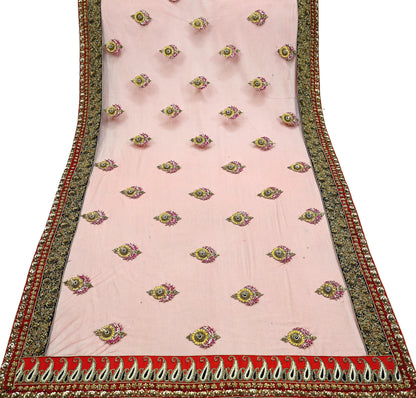 Indian Vintage Heavy Wedding Dupatta Red Net Long Stole Hand Embroidered By Designer Sabyasachi Scarves Zardozi Bridal Veil