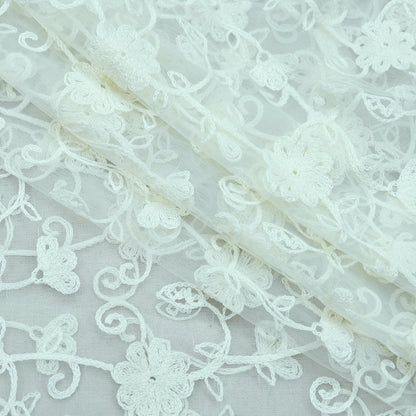 Indian Vintage White Dupatta Long Stole Net Mess Hand Embroidered Scarves Veil Hijab Sequins stole veil hijab