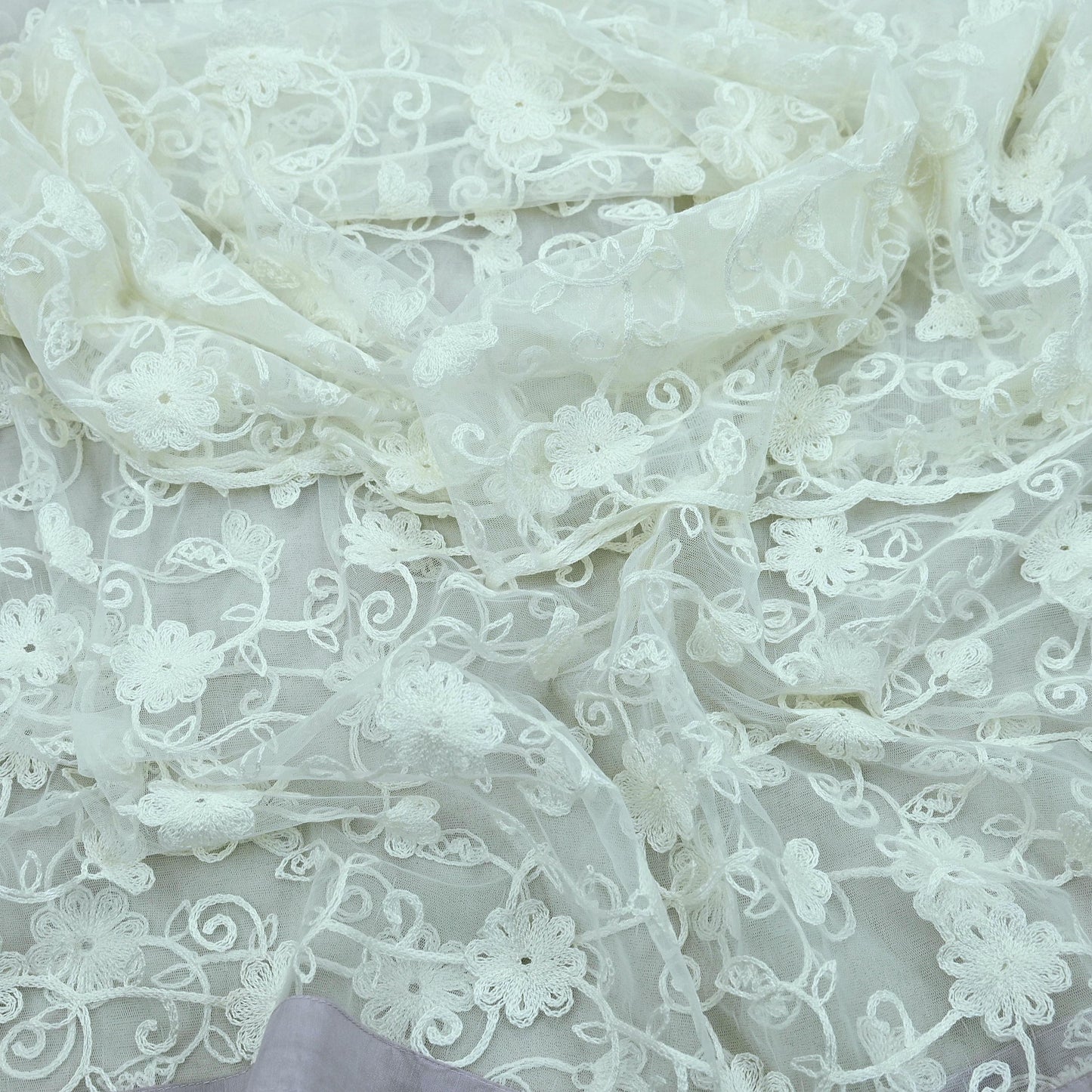 Indian Vintage White Dupatta Long Stole Net Mess Hand Embroidered Scarves Veil Hijab Sequins stole veil hijab