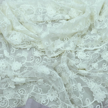 Indian Vintage White Dupatta Long Stole Net Mess Hand Embroidered Scarves Veil Hijab Sequins stole veil hijab