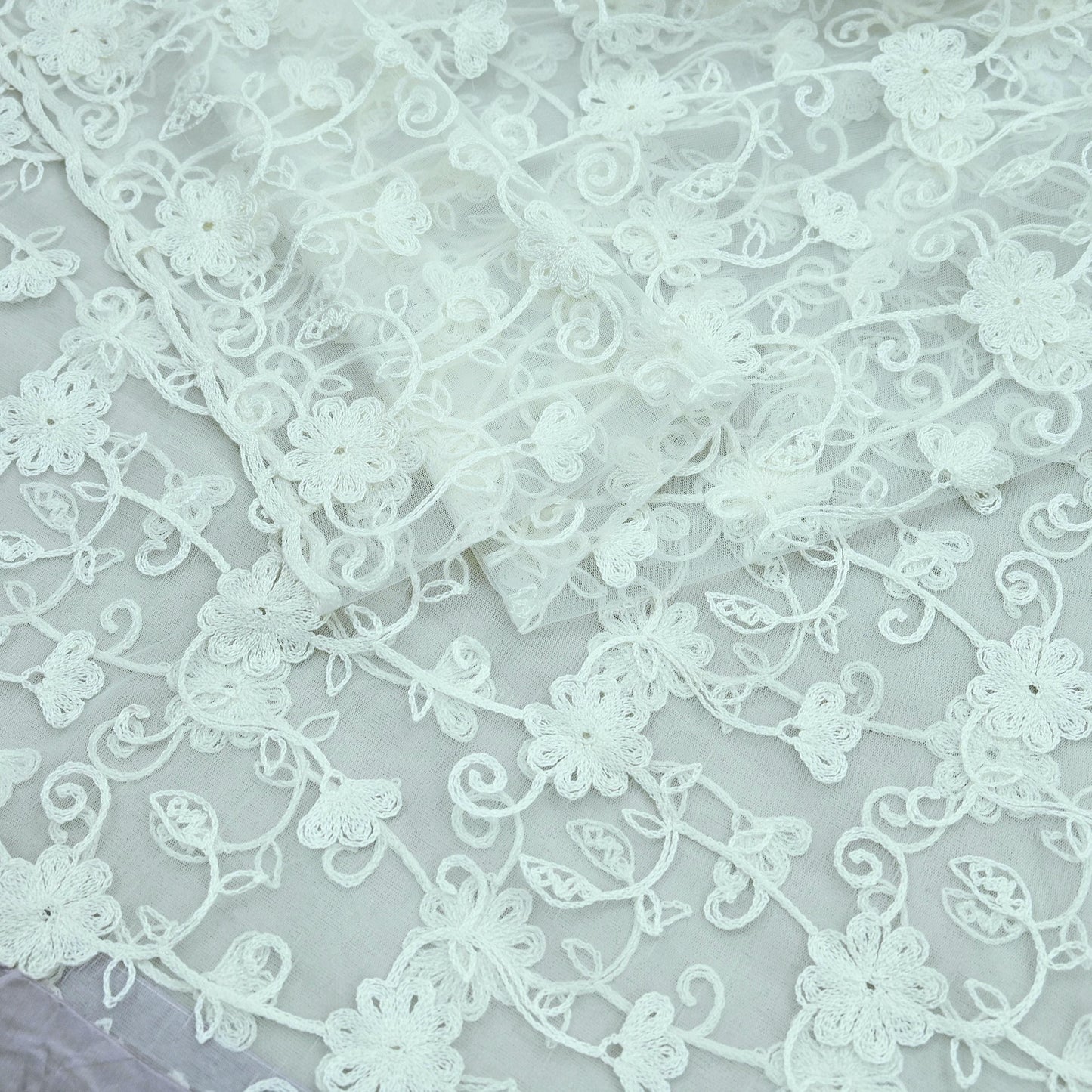 Indian Vintage White Dupatta Long Stole Net Mess Hand Embroidered Scarves Veil Hijab Sequins stole veil hijab