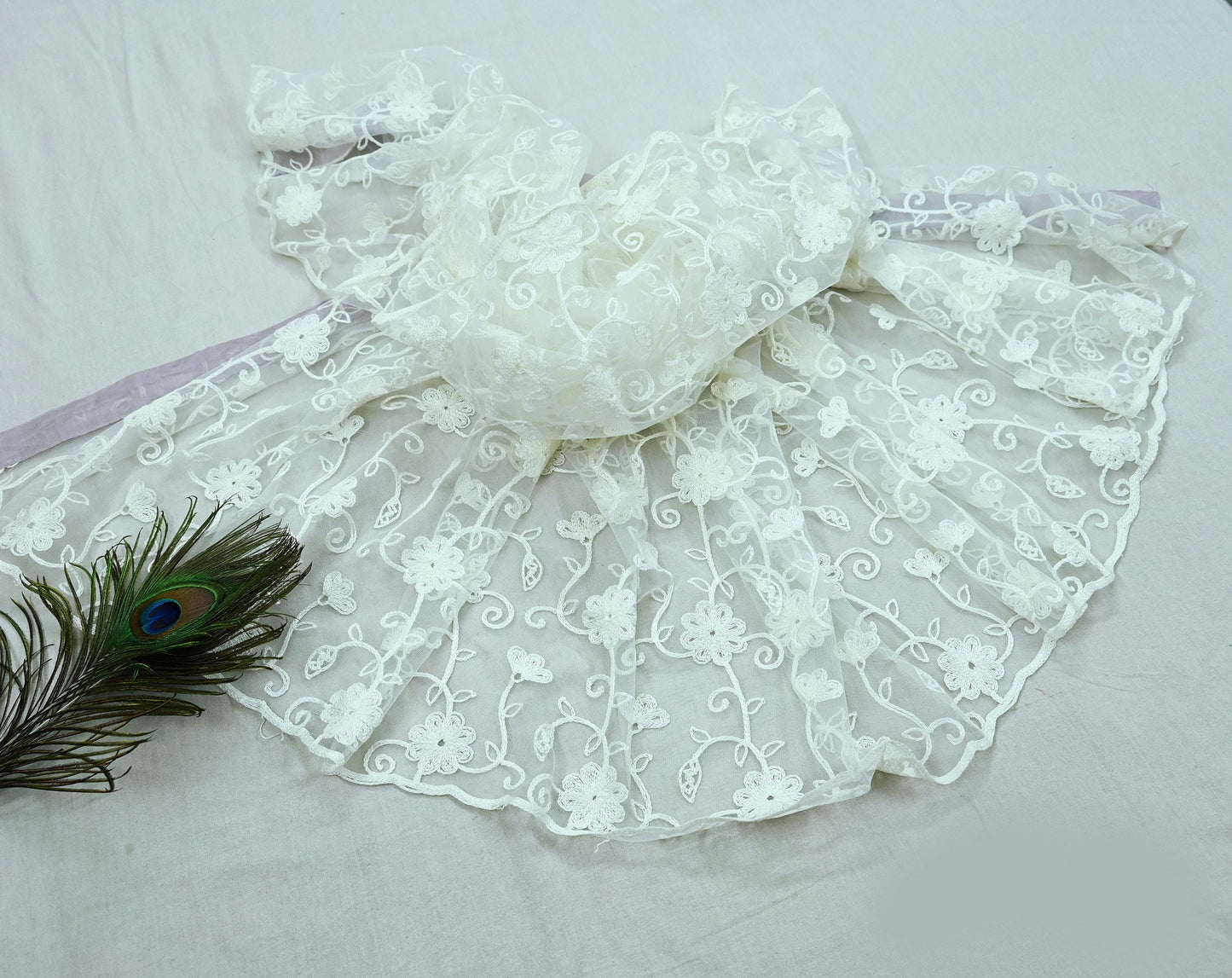 Indian Vintage White Dupatta Long Stole Net Mess Hand Embroidered Scarves Veil Hijab Sequins stole veil hijab