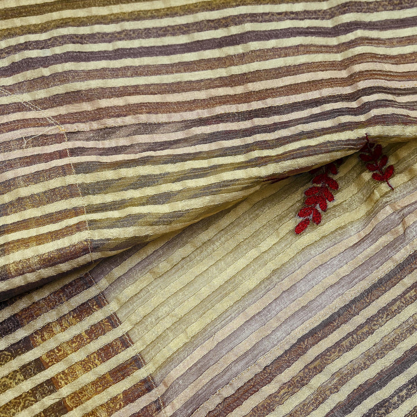 Indian Vintage Dupatta Long Stole Hand Woven Tissue Scarf Veil Soft Floral Zari