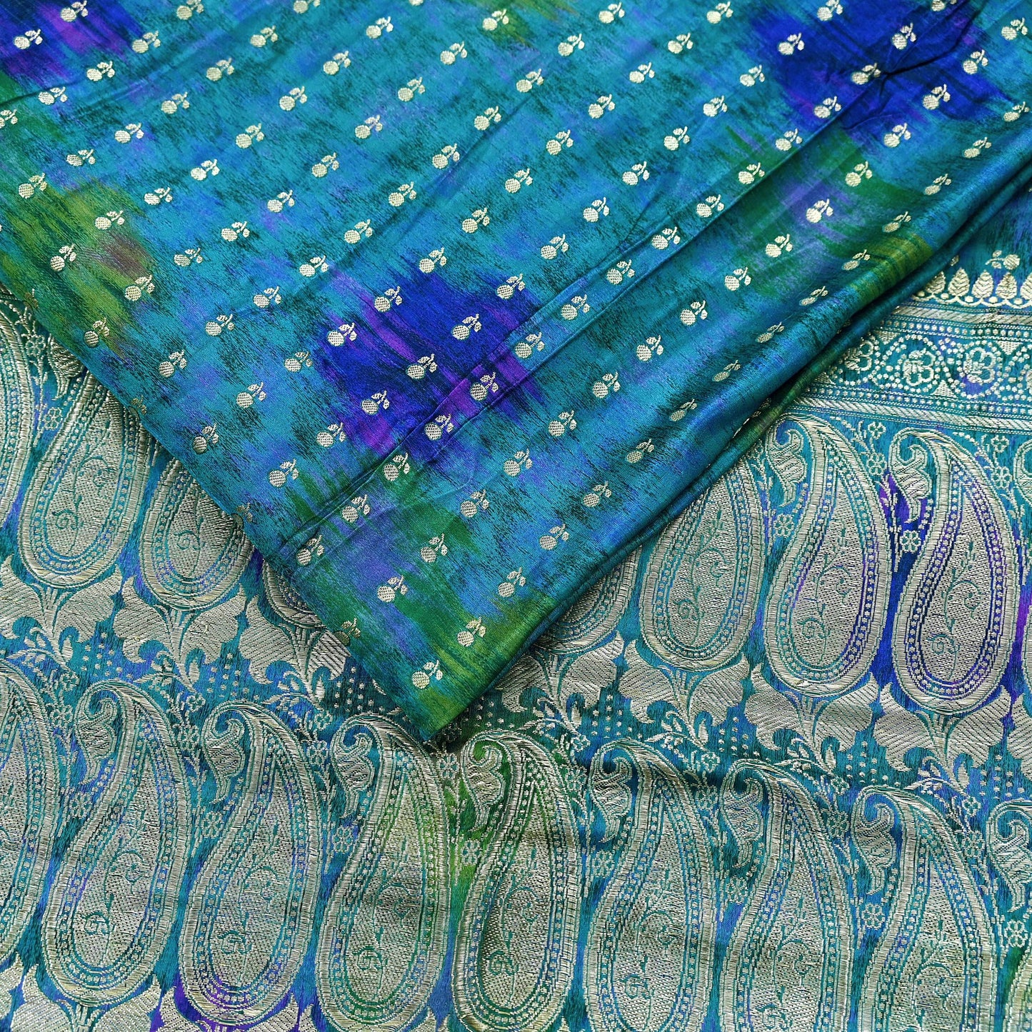 Indian Vintage Heavy Blue Sari Pure Silk Blue Woven Brocade Sarees 5Yd Craft Fabric Floral Ethnic Zari Dress making Pre-owned Wedding sari