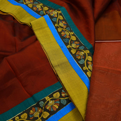 Indian Vintage Sarees Pure Organza Silk Kalamkari Sari 5yd Ethnic Craft Fabric Dress making Upcycle Crafting Quilting