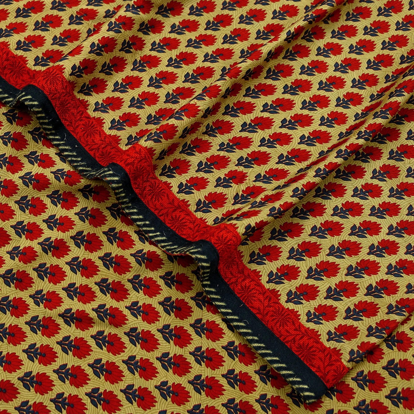 Indian Vintage Green Saree Moss Crepe Printed Sari 5yd Sewing Floral Soft Craft Fabric Dressmaking For Crafting Quilting Upcycle